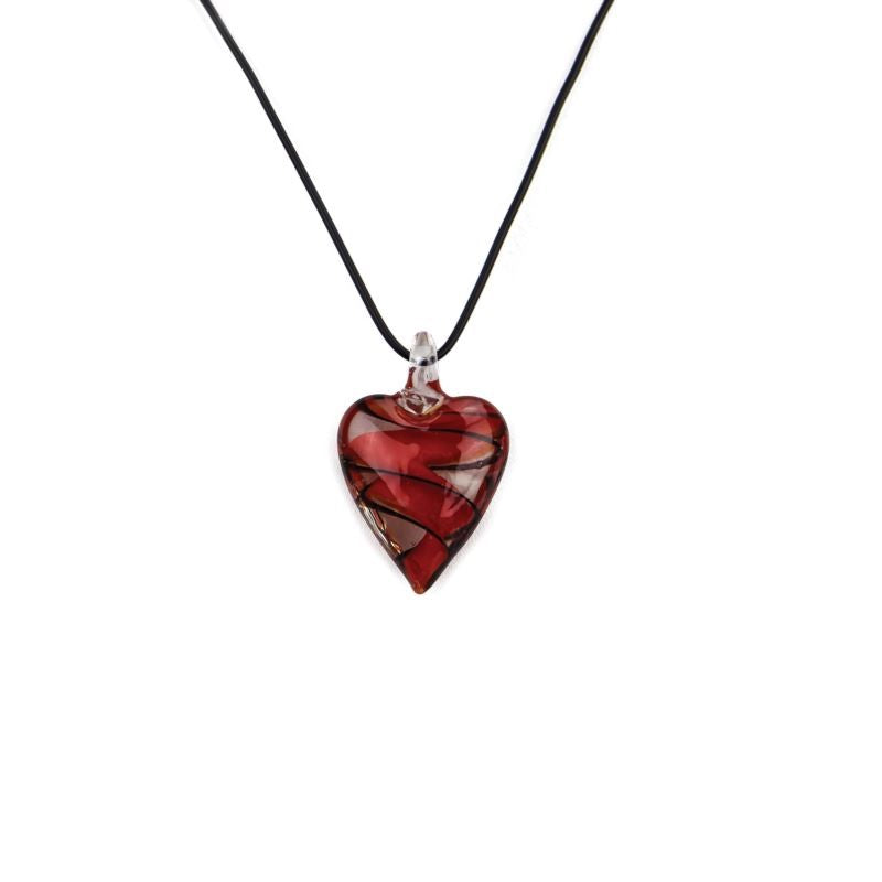 BLACK AND RED SWIRL PENDANT NECKLACE