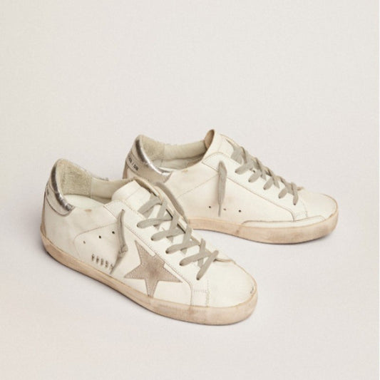 WOMEN'S SUPER-STAR WITH HEEL TAB AND METAL STUD LETTERING SNEAKERS, SIZE 8