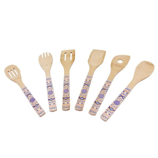 PATTERNED BAMBOO 6PC UTENSIL SET