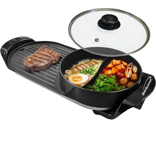 2QT ELECTRIC HOT POT AND 18X 9 INCHES KOREAN BBQ GRILL